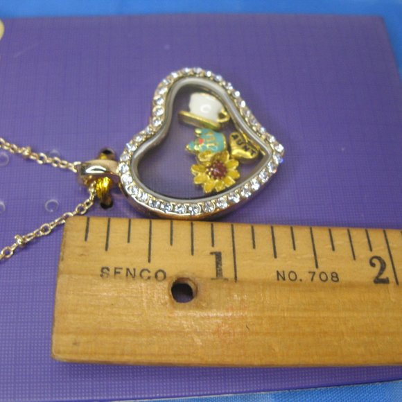 Emmeline Floating Charm Locket Pendant Necklace Tea Aunt 24" L - Picture 6 of 6